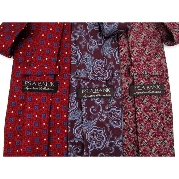 Lot of 5 Jos A Bank Signature Collection Mens Neckties Red 100% Silk Designer - Picture 9 of 14